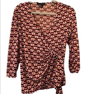Flattering Elizabeth Dalton Wrap Blouse- Size M
